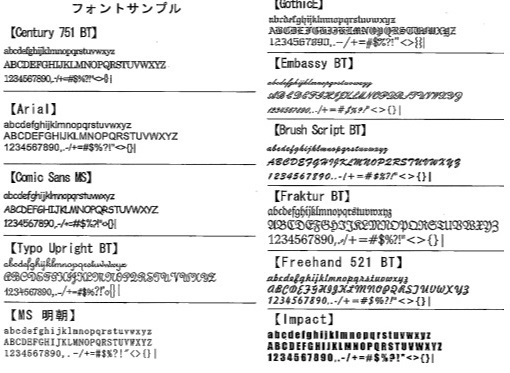 フォントサンプル